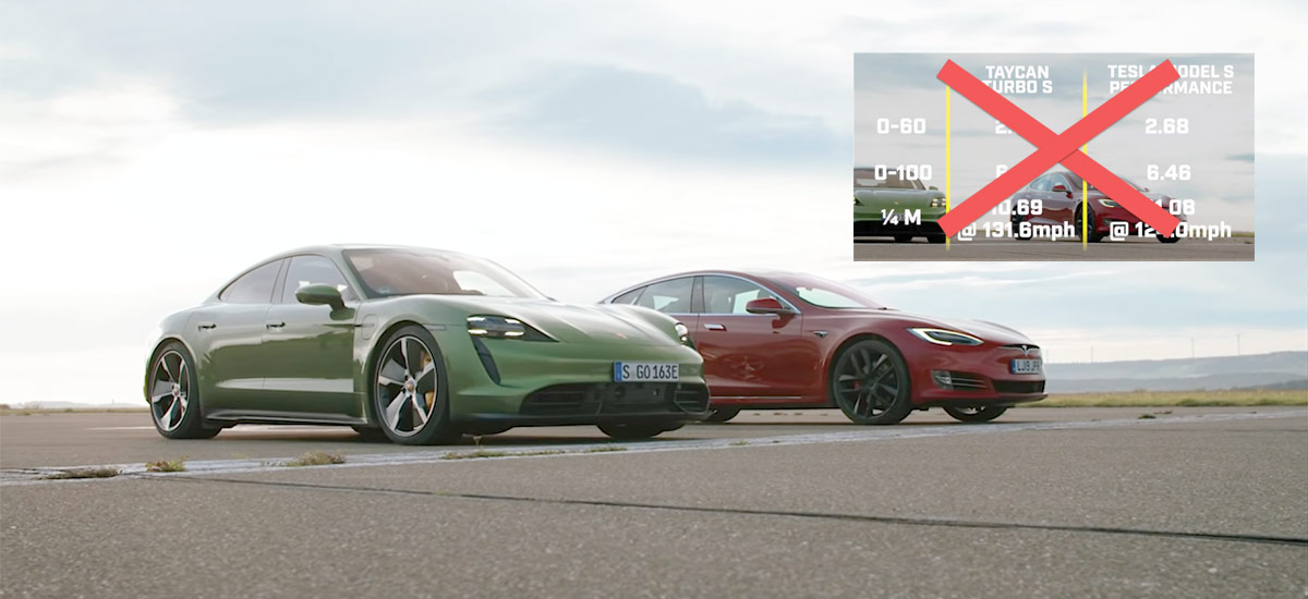 Top Gear caught red-handed downplaying Tesla Model S vs. Porsche Taycan drag race results.