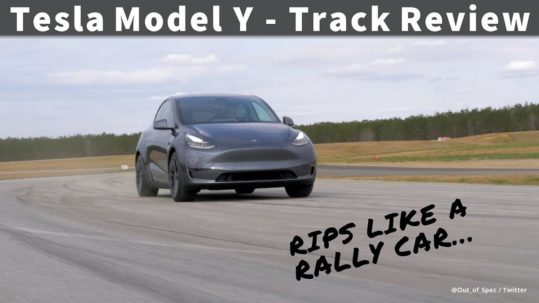 Tesla Model Y tested on the track for drifting.