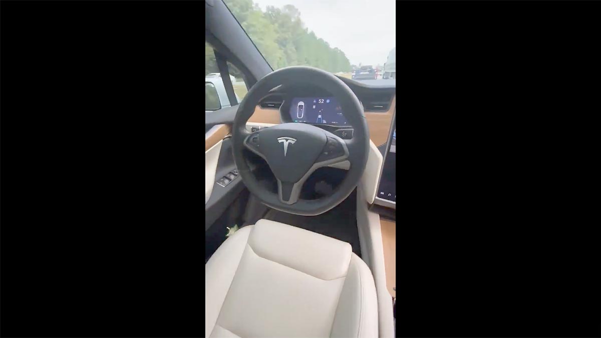 Tesla Model S on Autopilot without the driver.
